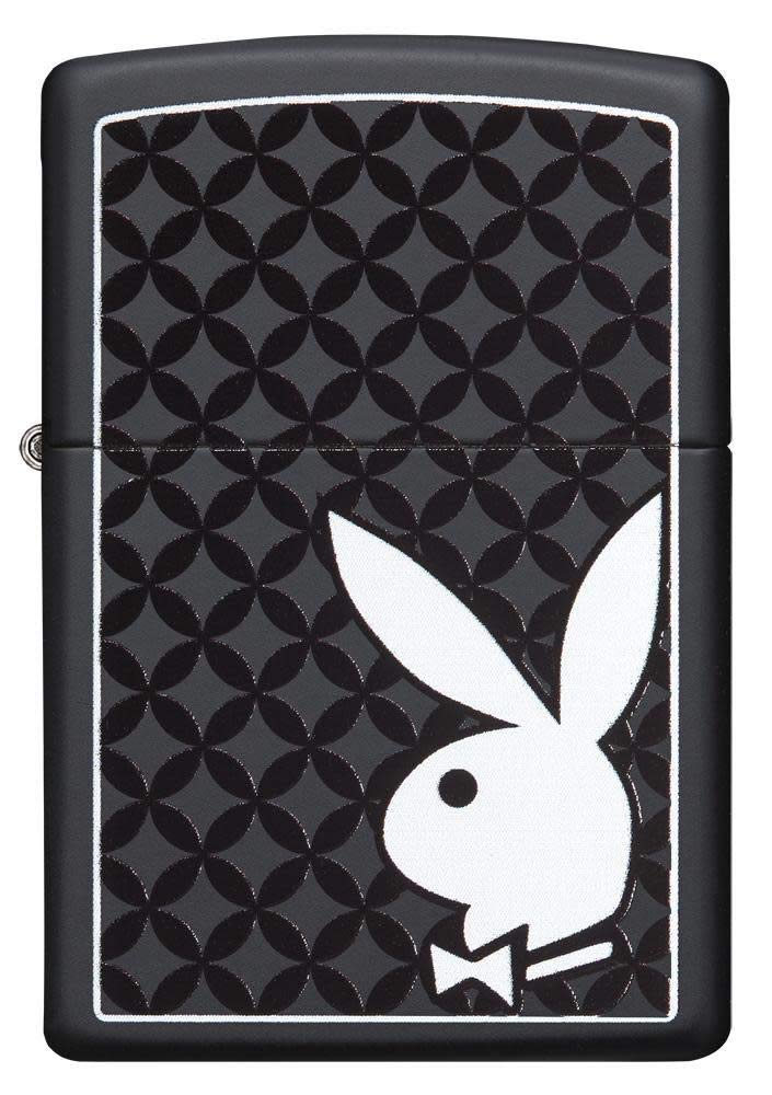 Zippo Playboy Black & White Rabbit Black Matte Pocket Lighter