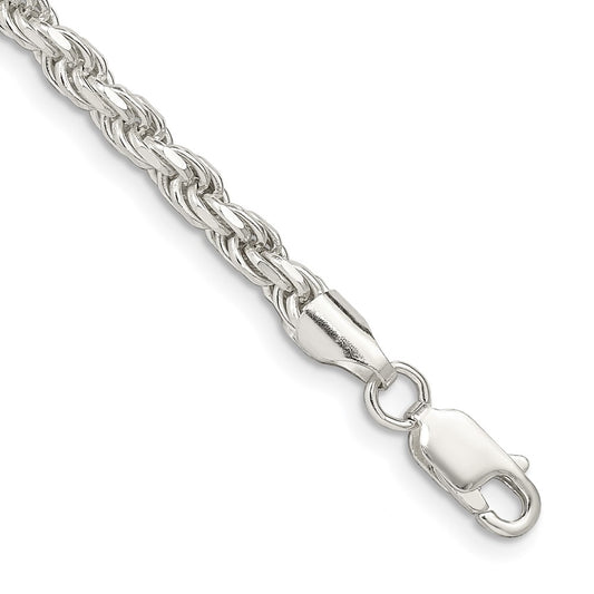 Sterling Silver 3.75mm Diamond-cut Rope Chain 9 inches