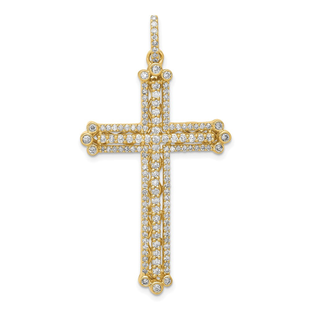 14k 1 carat Lab Grown Diamond VS/SI+ G+ Budded Fancy Cross Pendant