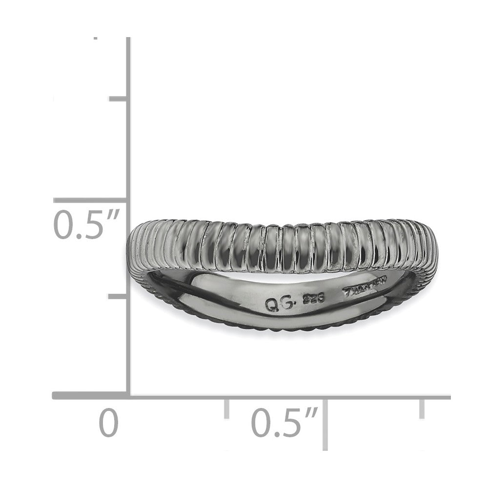 Sterling Silver Stackable Expressions Polished Black-plate Wave Ring