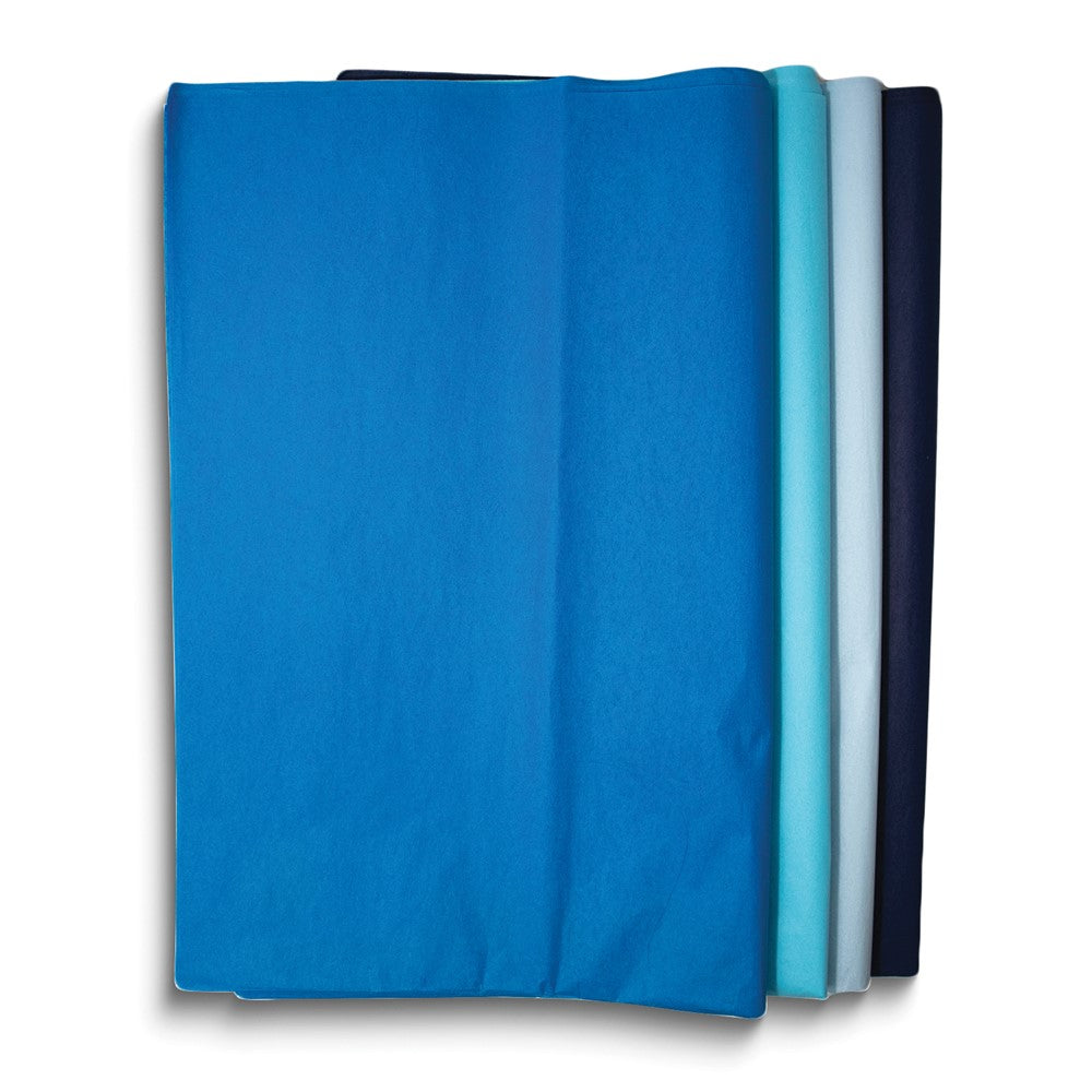 Four Color 48 Sheet White, Light Blue, Dark Blue, Black Mixed Tissue Paper Set - 12 Each Color