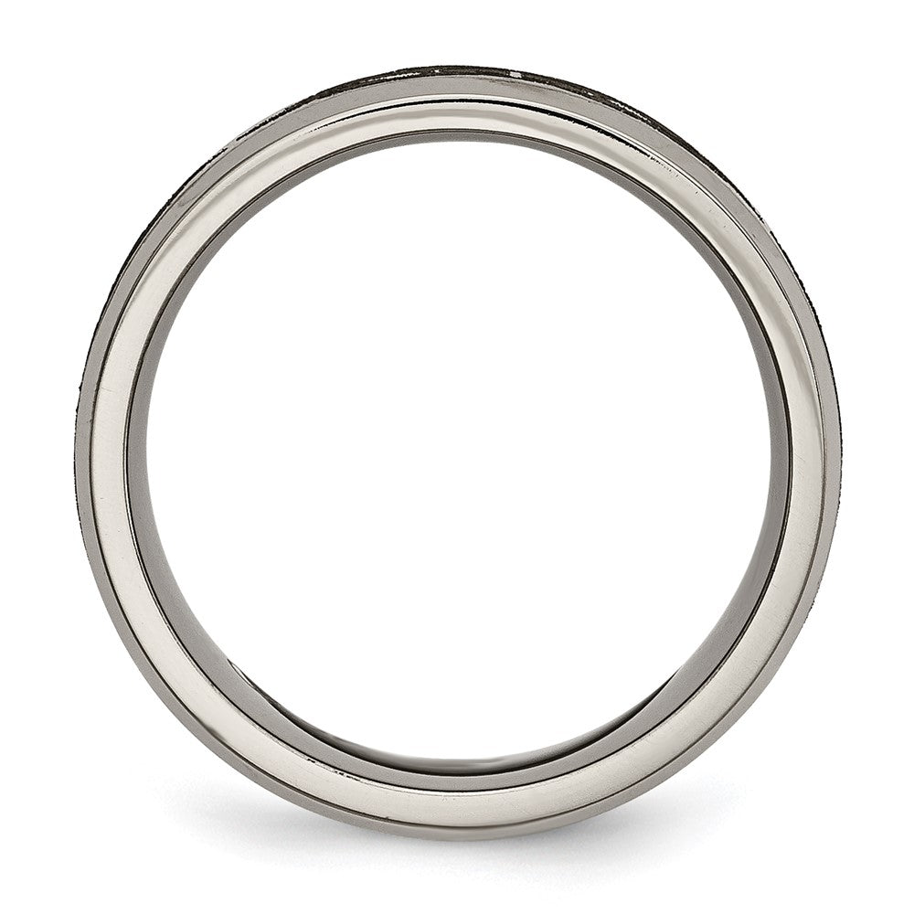 Titanium Brushed & Polished Cross Laser Design 8mm Beveled Edge Band Size - 11