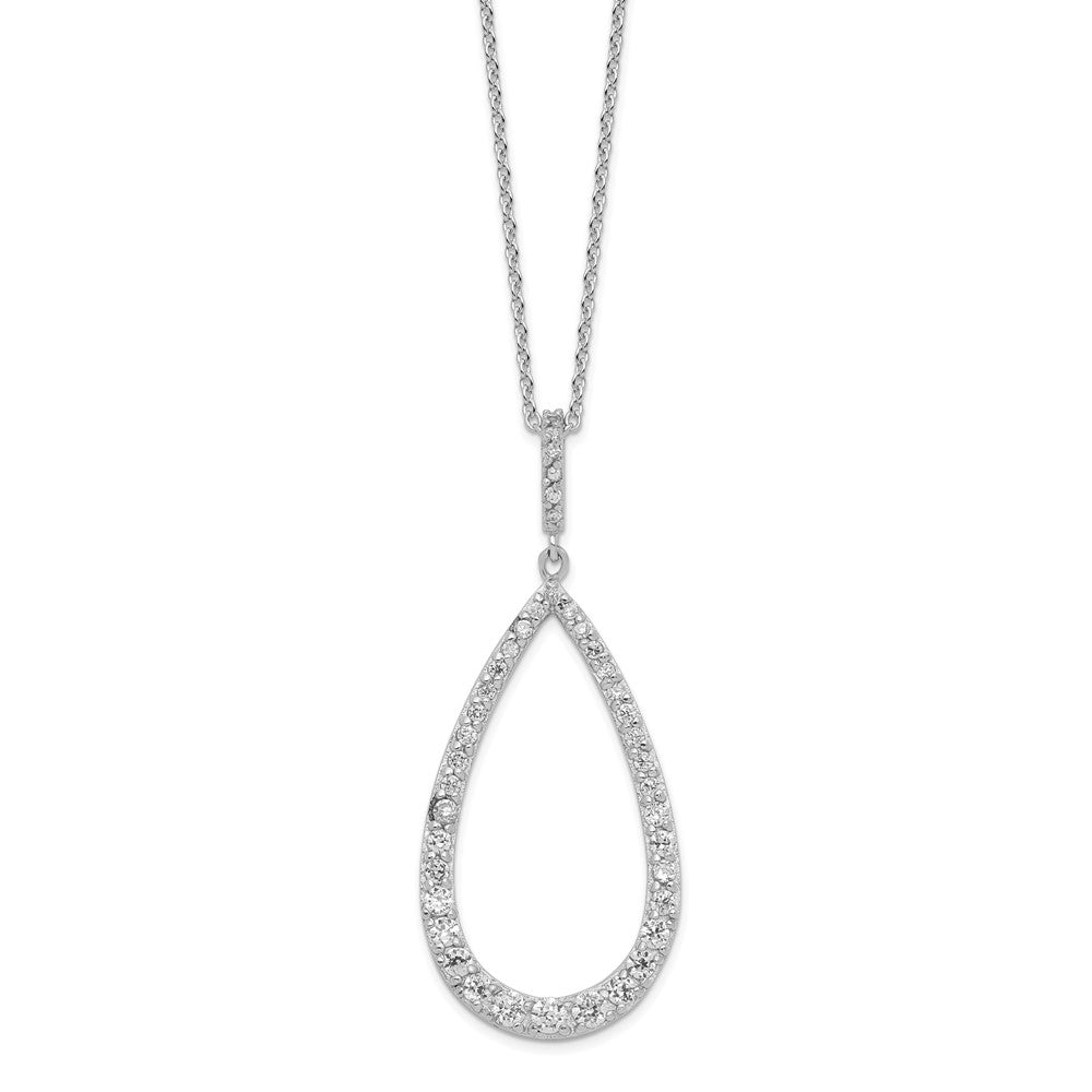 Cheryl M Sterling Silver Rhodium-plated Brilliant-cut CZ Open Pear Shape 18 Inch Necklace 18 Inches
