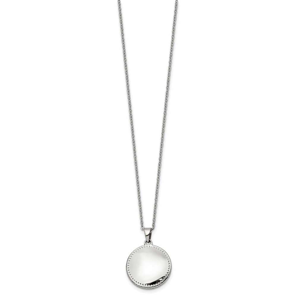 Stainless Steel Polished Puffed Disc 18in Necklace