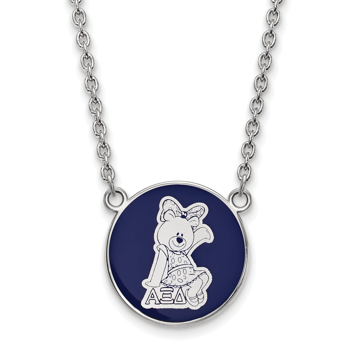 Sterling Silver 18in Official Licensed Greek Sororities Alpha Xi Delta (???) Small Enamel Pendant w/Necklace
