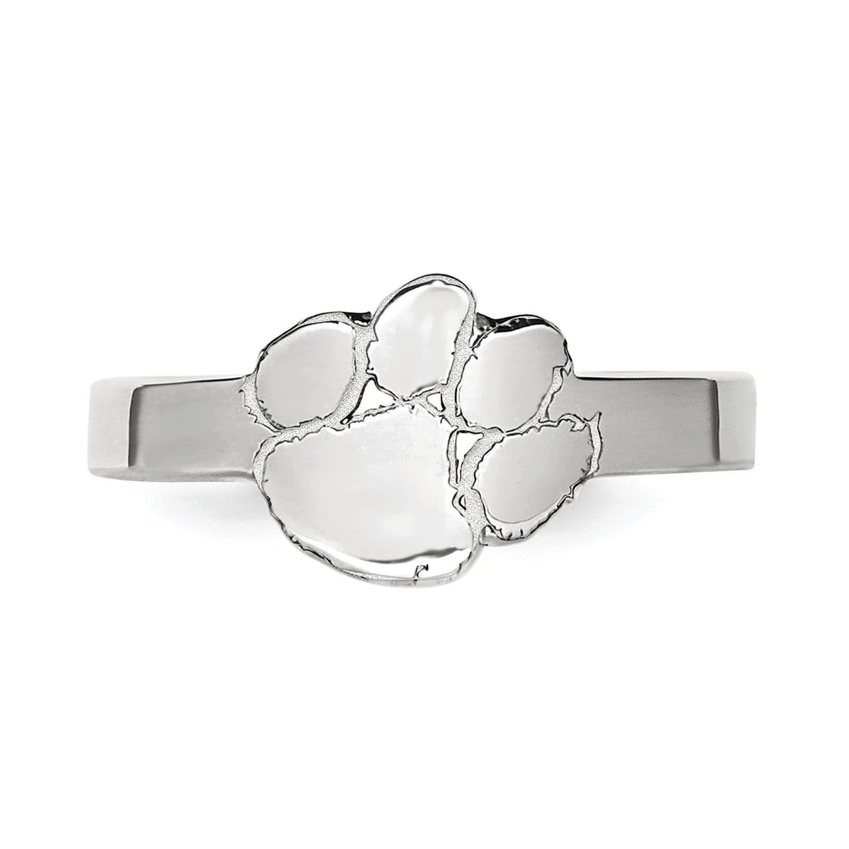 Sterling Silver Rhodium-plated LogoArt Clemson University Tiger Paw Toe Ring QSS029CU