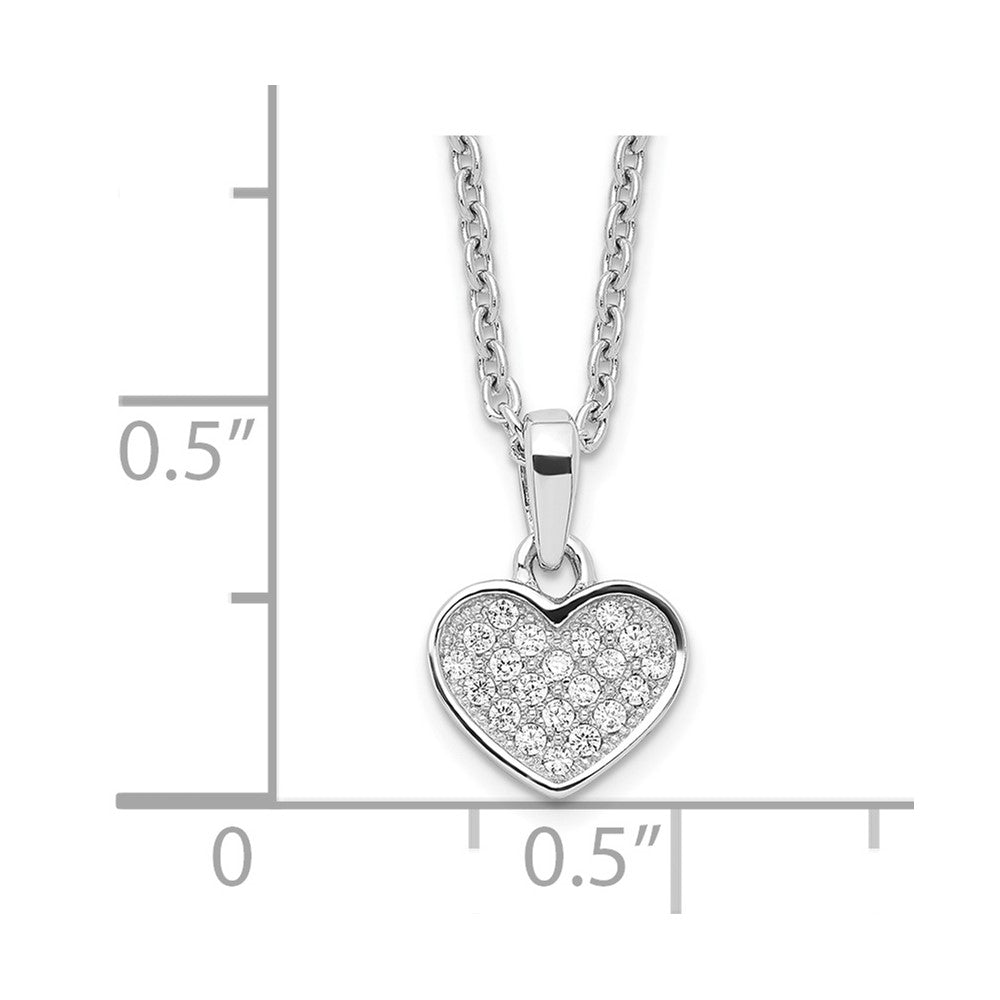 Brilliant Embers Sterling Silver Rhodium-plated 21 Stone 18 inch Micro Pav‚ CZ Heart Necklace with 2 Inch Extender 18 Inches