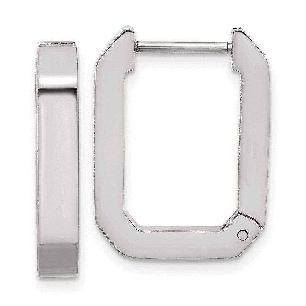 Chisel Stainless Steel Polished Squared Edges 4mm Hinged Hoop Earrings