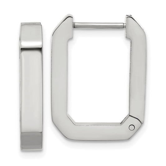 Chisel Stainless Steel Polished Squared Edges 4mm Hinged Hoop Earrings