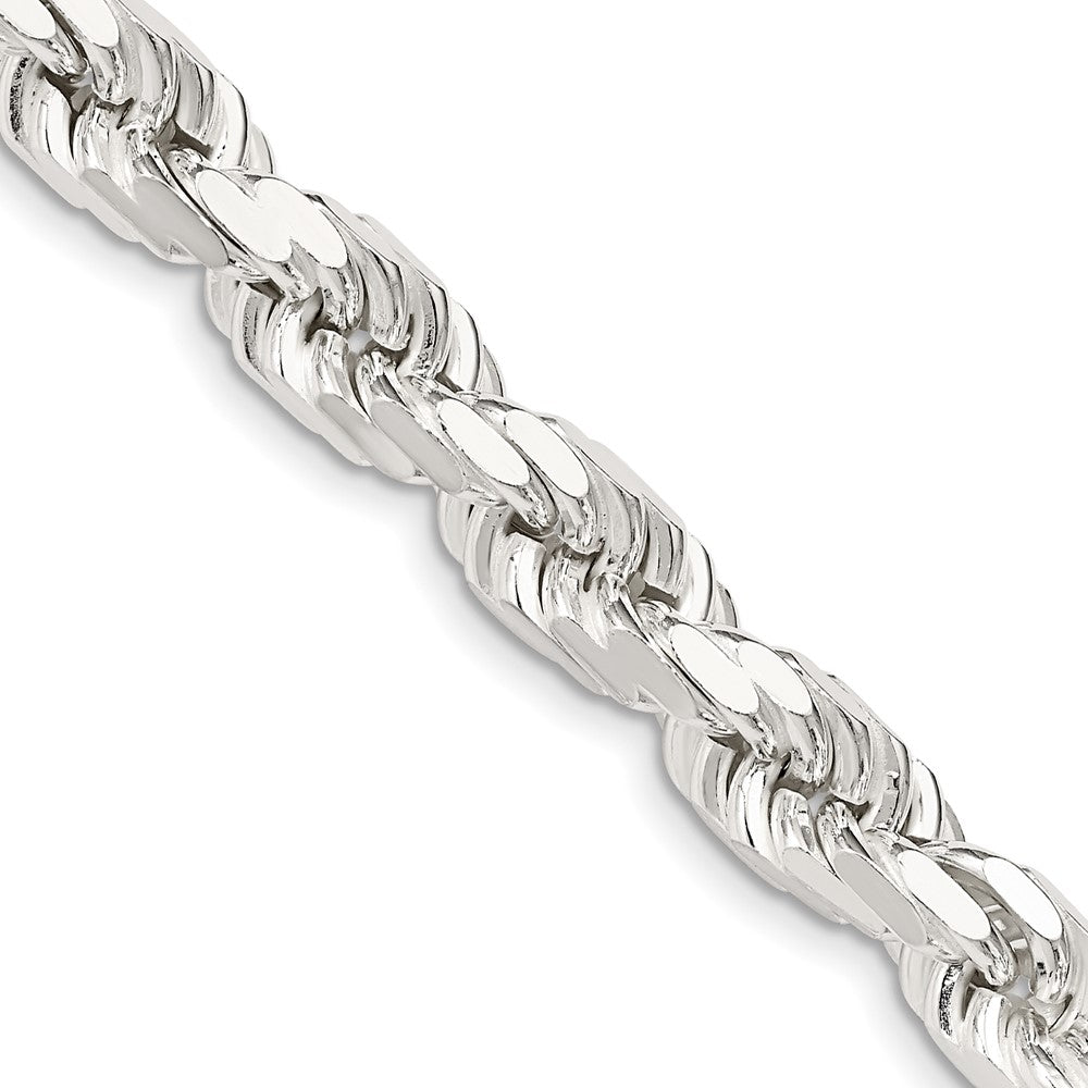Sterling Silver 7.8mm Diamond-cut Rope Chain 22 Inches