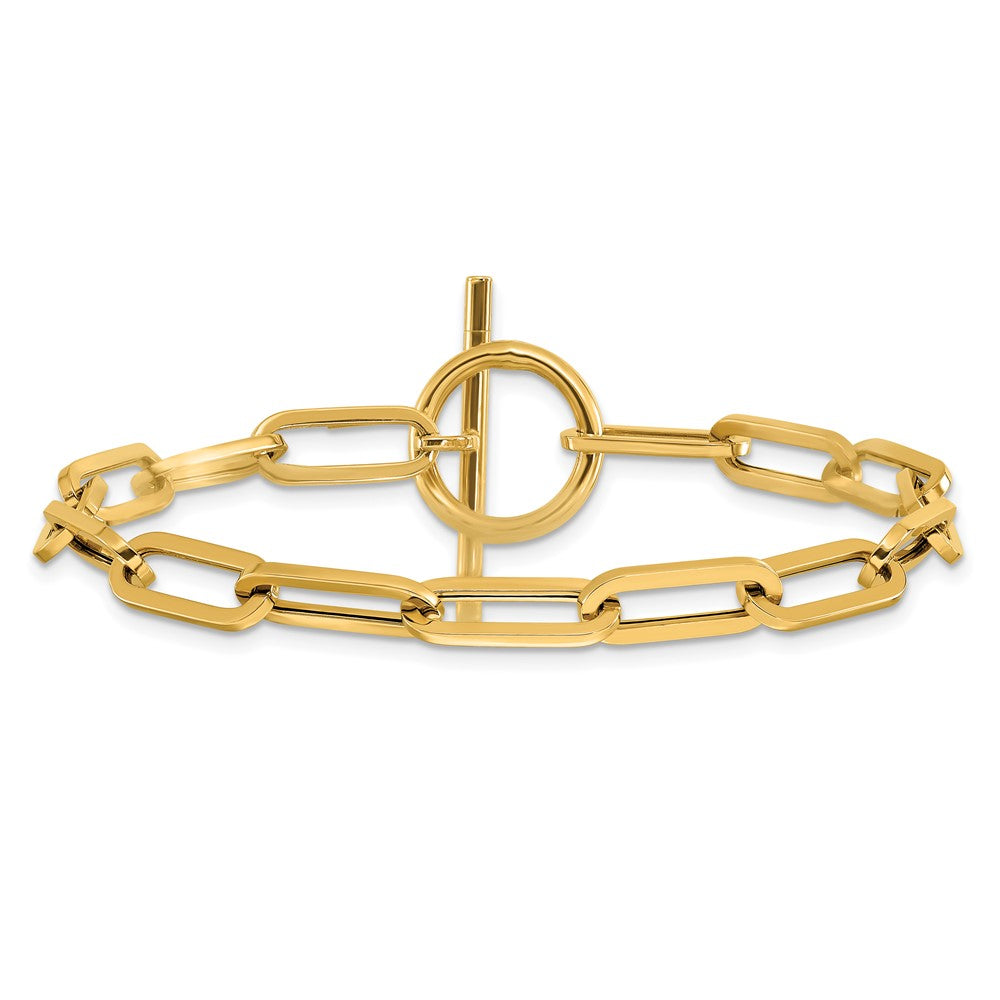14K Polished Fancy Link Toggle Clasp Bracelet 7.5  inches