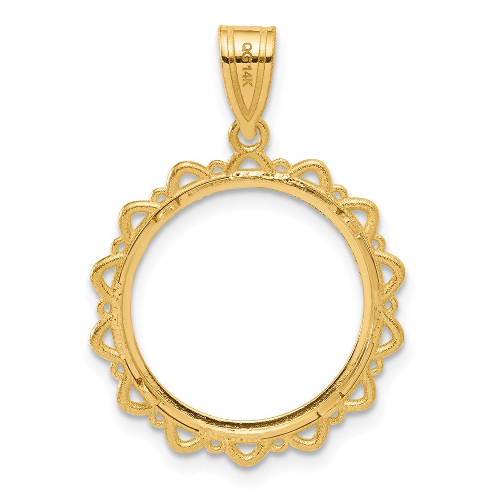 14k Diamond Cut Multi Arch with 16.5mm Prong Coin Bezel Pendant