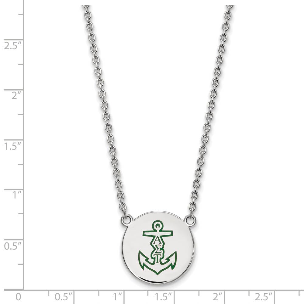 Sterling Silver 18in Official Licensed Greek Sororities Alpha Sigma Tau (???) Small Enamel Pendant w/Necklace