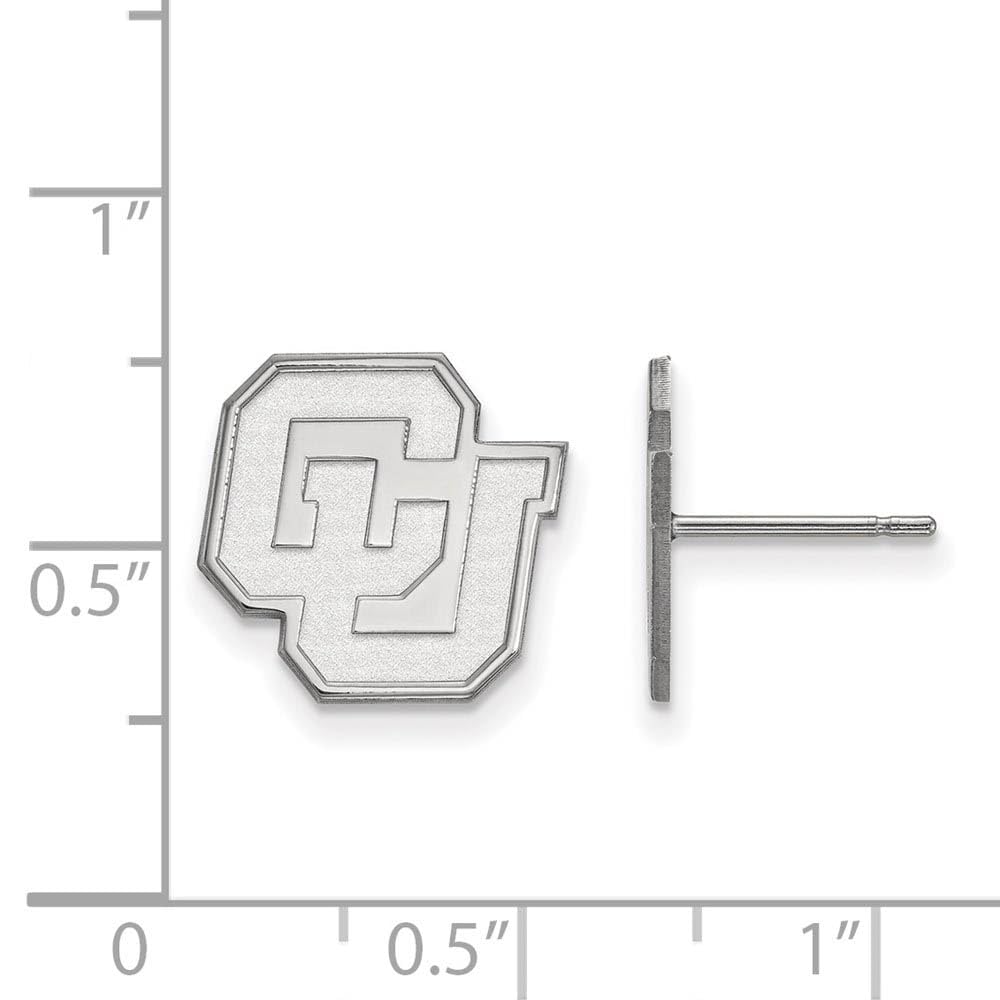 Sterling Silver Rhodium-plated LogoArt University of Colorado C-U Small Post Earrings Q-SS031UCO