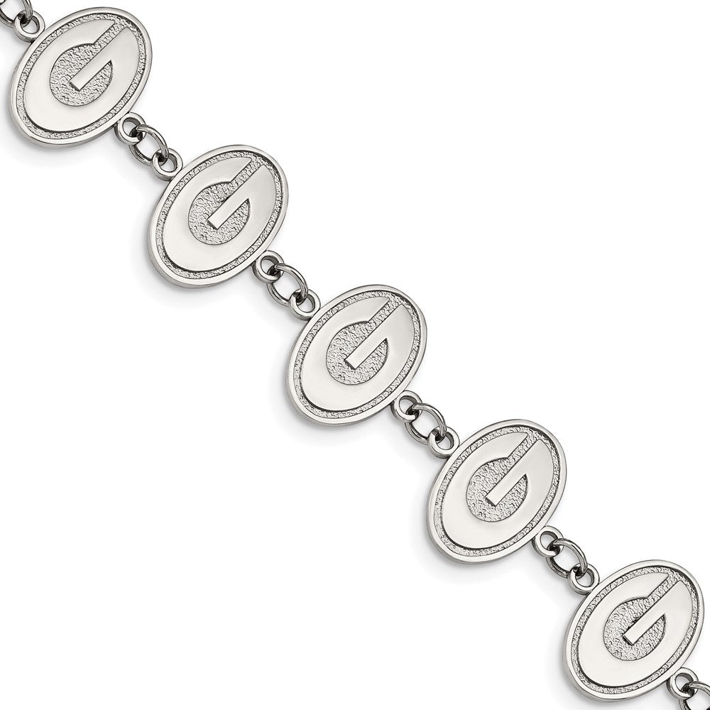 Stainless Steel LogoArt University of Georgia Letter G Link 7.75 inch Bracelet with 1.5 inch Extender QST515UGA