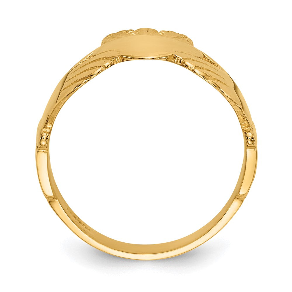 14k Polished Ladies Claddagh Ring Size 6
