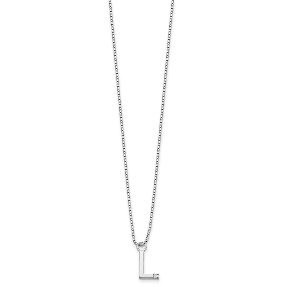 White Ice Sterling Silver Rhodium-plated 18 inch Diamond Letter L Initial Necklace plus 2 inch Extender 18 Inches