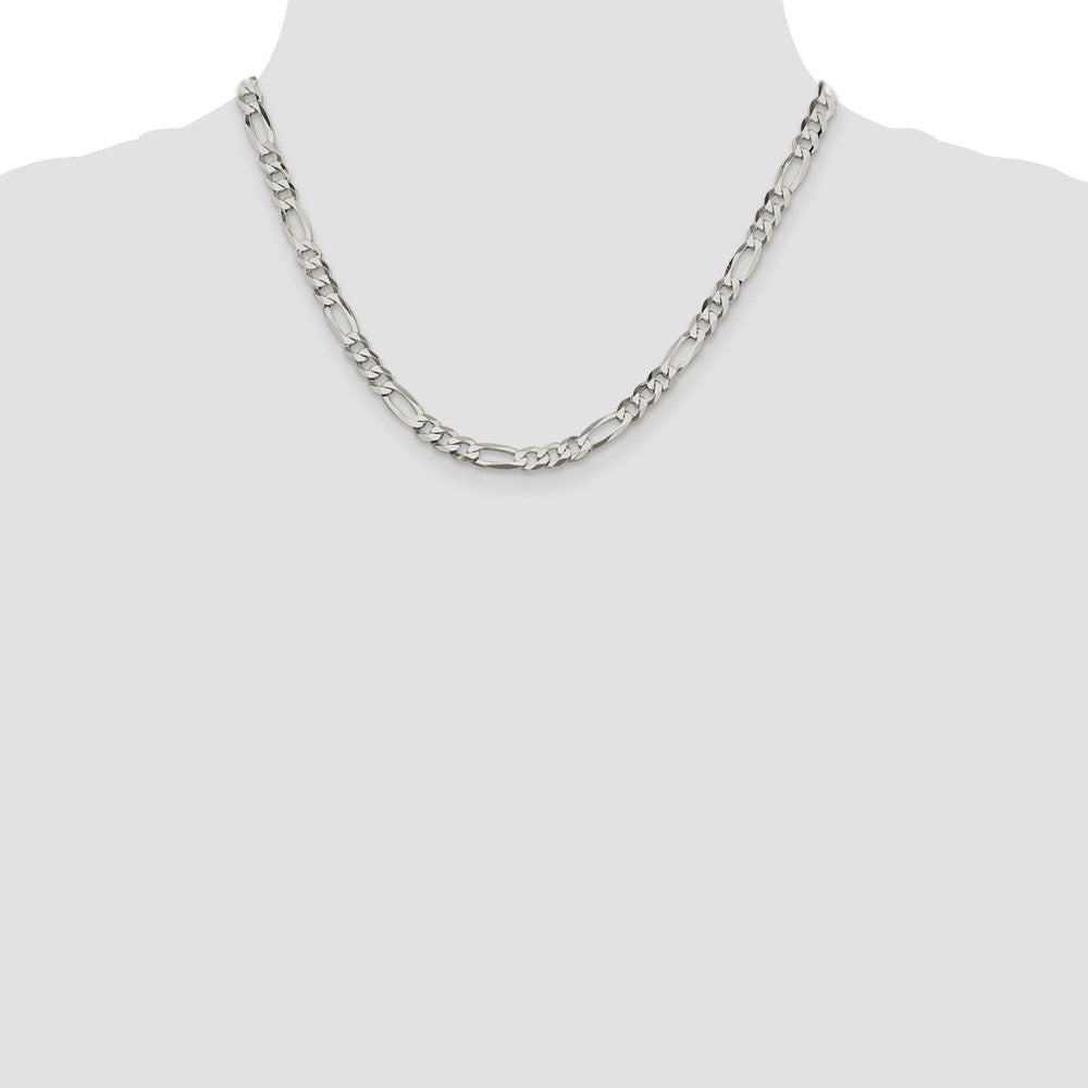 Sterling Silver 5.5mm Lightweight Flat Figaro Chain 18 Inches