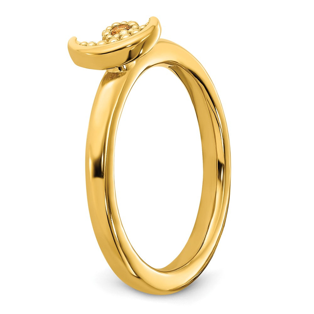 Sterling Silver Stackable Expressions Gold-plated Citrine Moon Ring Size -8