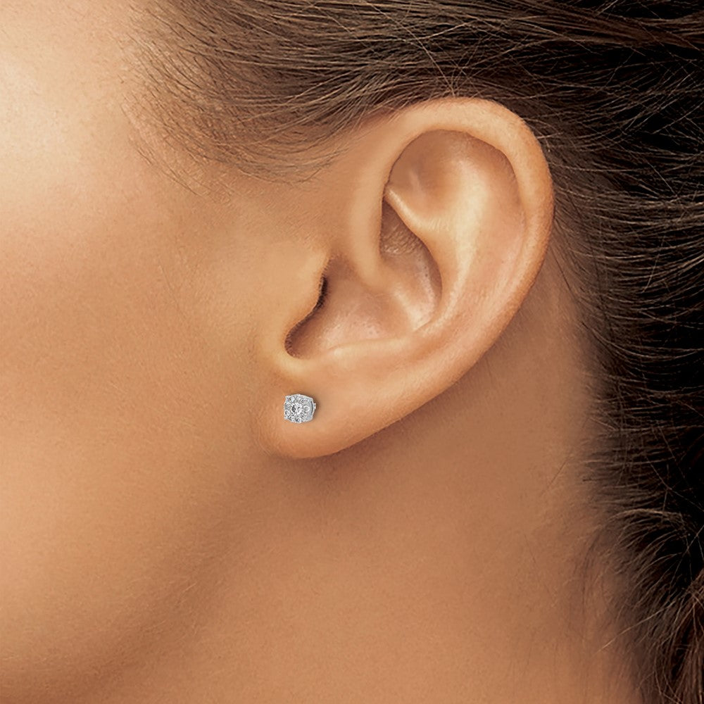 14k White Gold Diamond Cluster Post Earrings