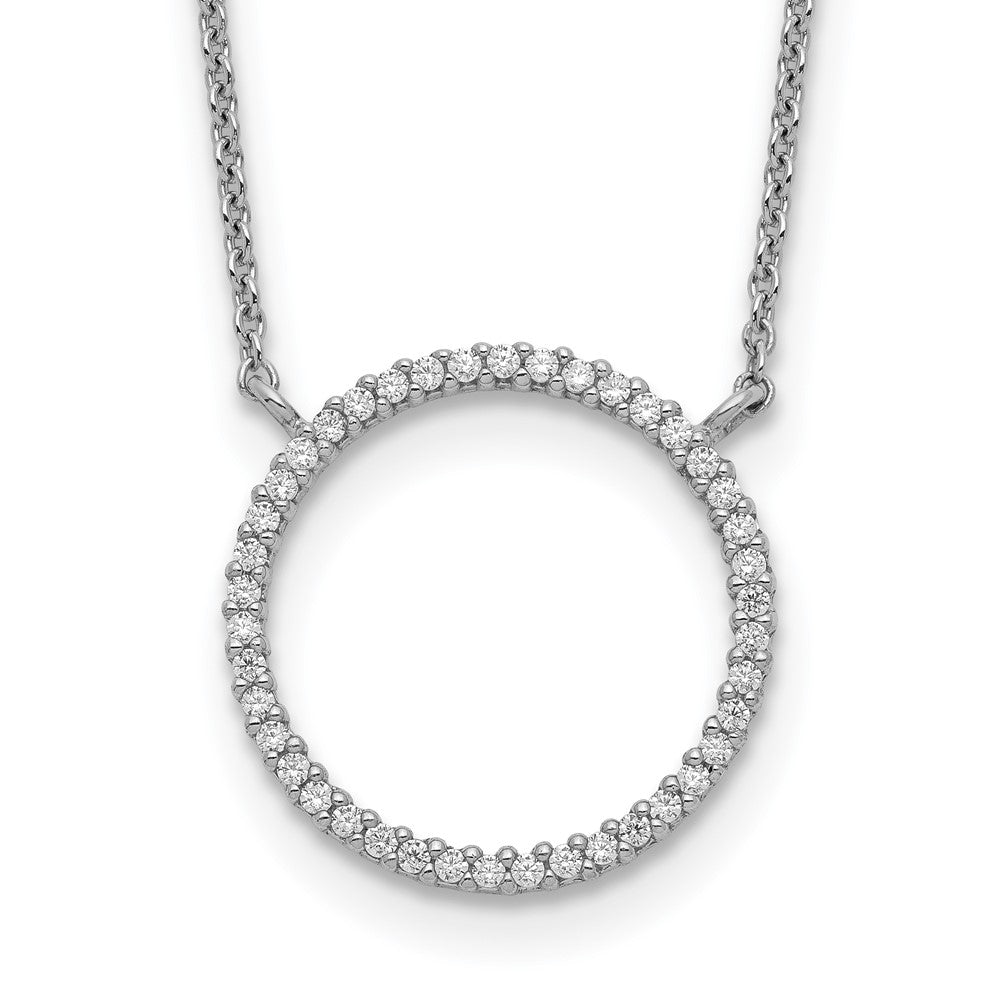 Sterling Silver Circle CZ Necklace 18 Inches
