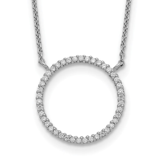 Sterling Silver Circle CZ Necklace 18 Inches