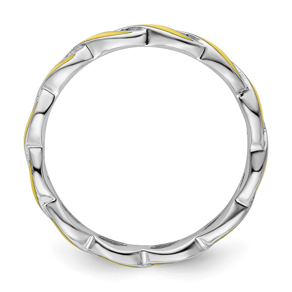 Sterling Silver Stackable Expressions Yellow Enamel Ring Size -9
