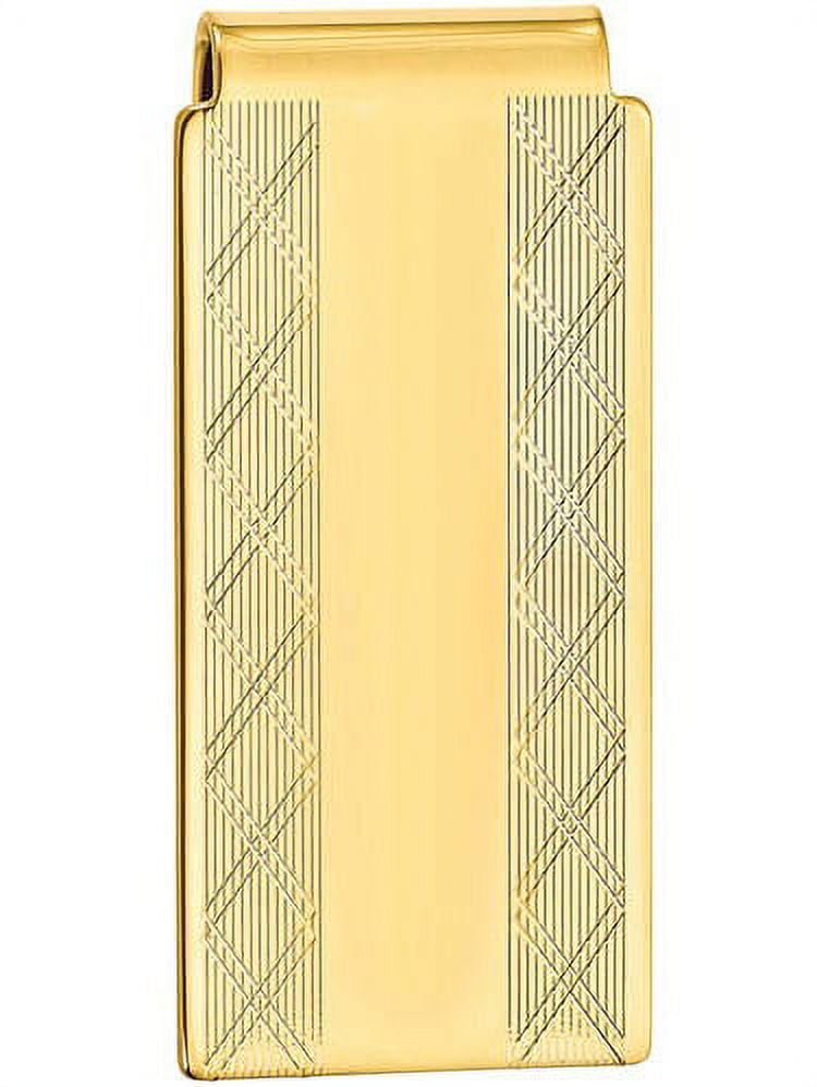 Primal Gold-plated Kelly Waters Hinged Money Clip with X pattern Sides