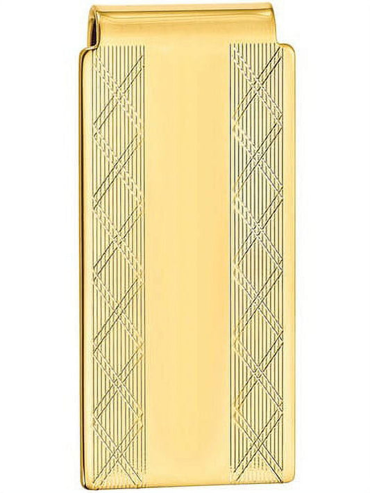 Primal Gold-plated Kelly Waters Hinged Money Clip with X pattern Sides