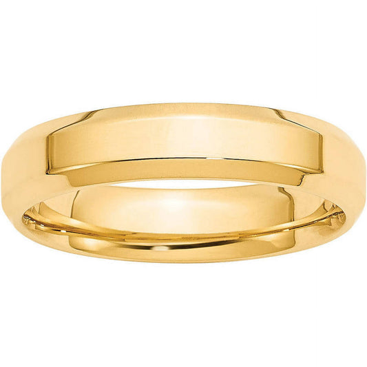 Primal Gold 10 Karat Yellow Gold 5mm Beveled Edge Comfort Fit Band Size 8