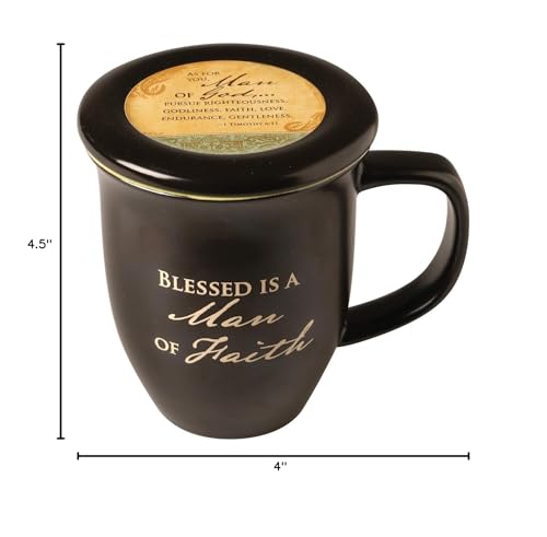 Mug-Grace Outpoured-Man Of Faith-Brown/White Interior W/Coaster/Lid