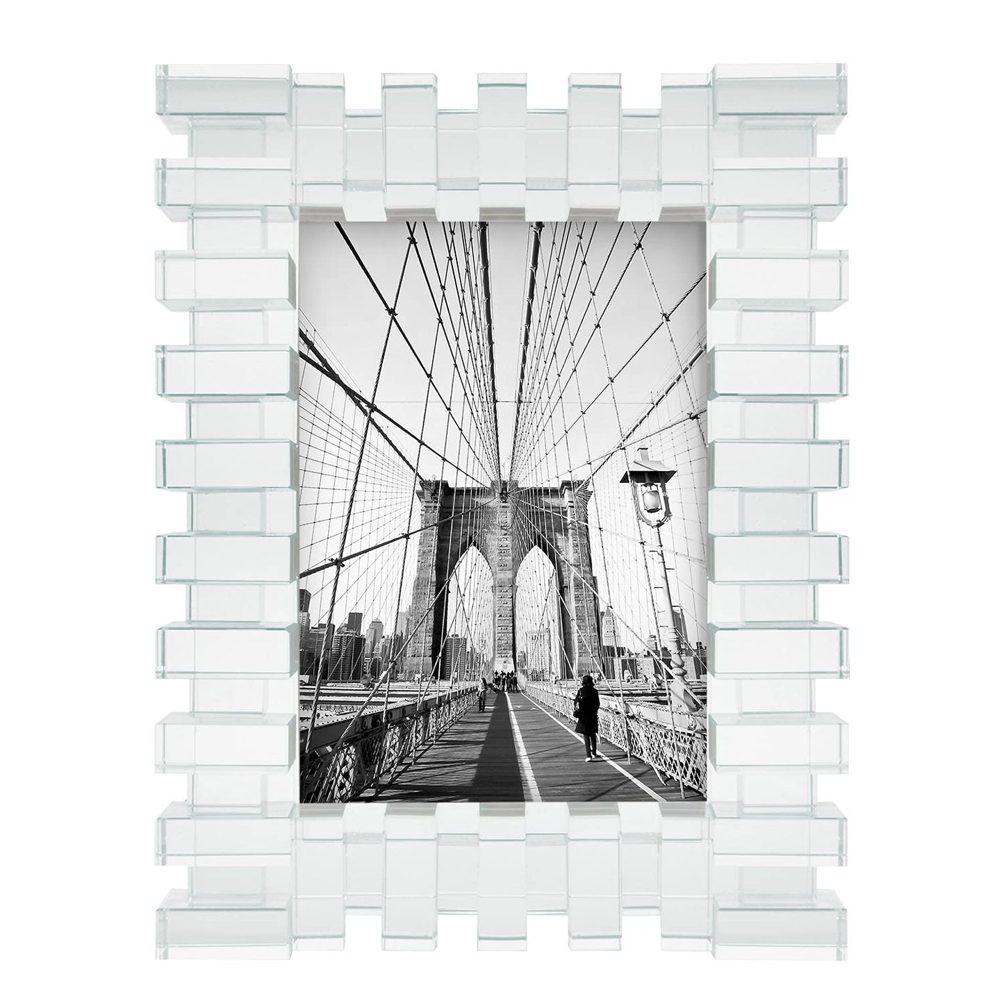Tiza Brick Pattern Crystal Glass 5x7 Photo Frame