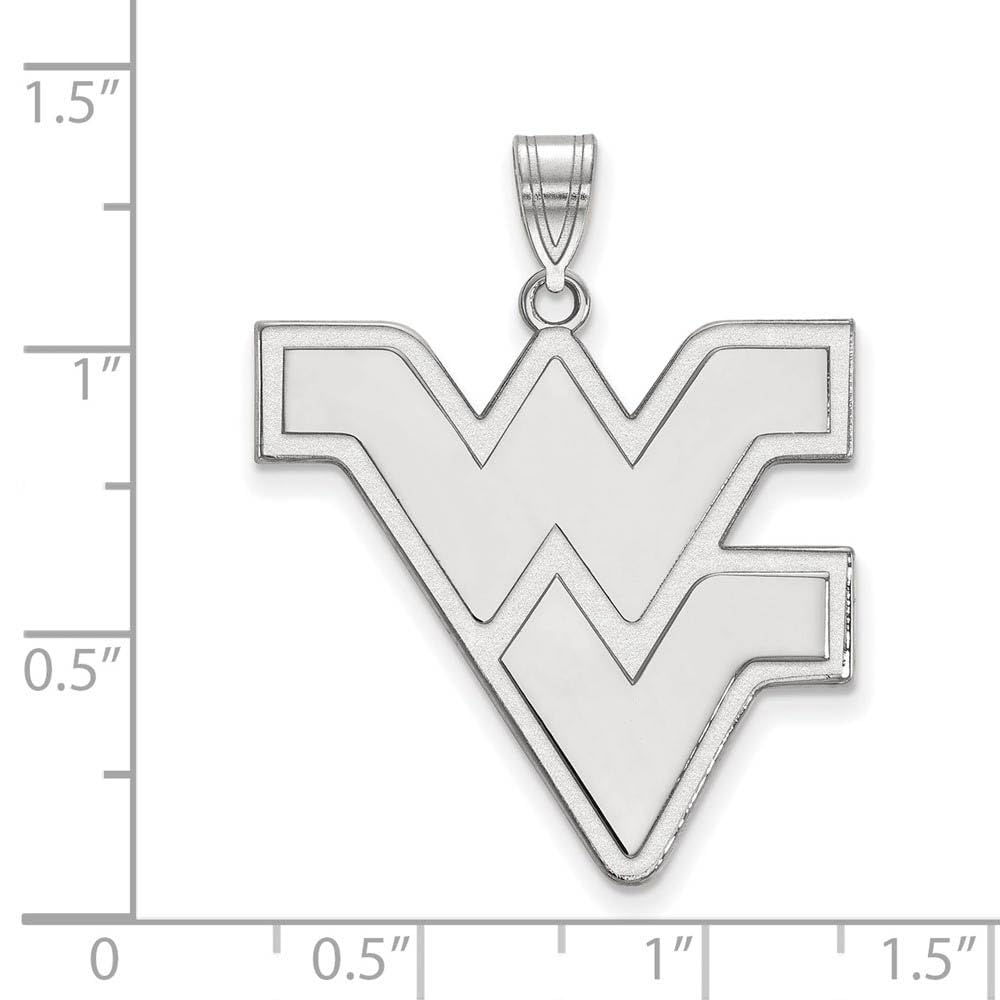 Sterling Silver Rhodium-plated LogoArt West Virginia University W-V Extra Large Pendant Q-SS005WVU