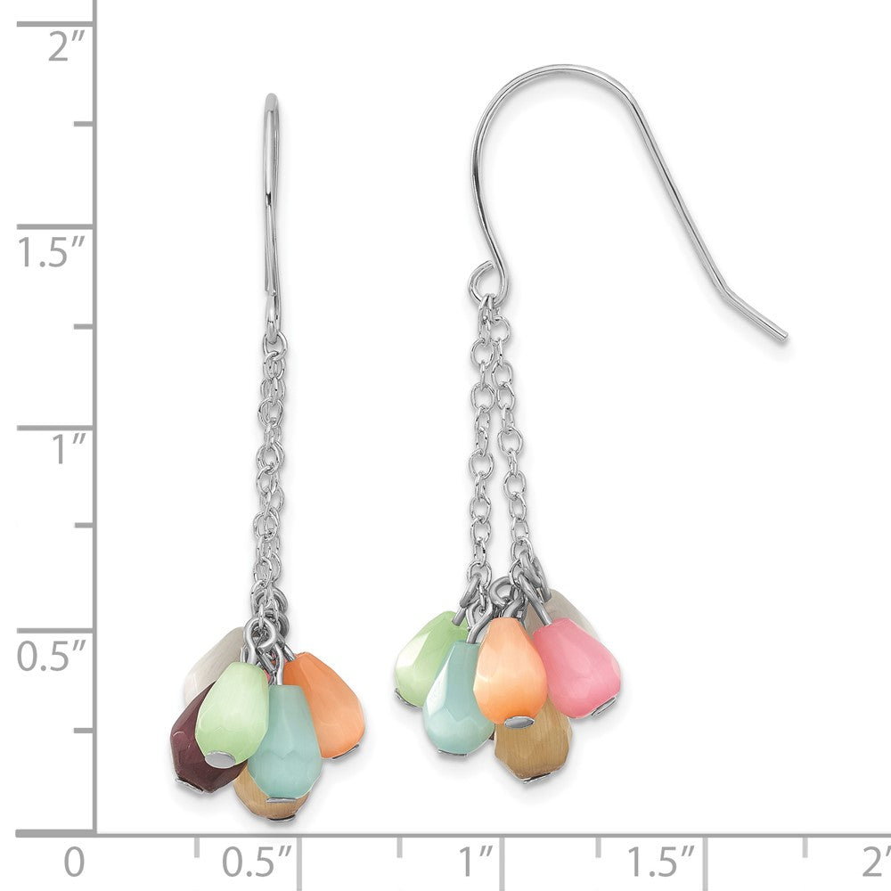 Sterling Silver Multi-color Stone Dangle Earrings