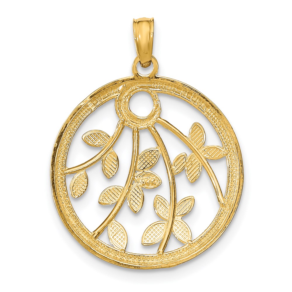 14K w/Rhodium Round Frame Charm
