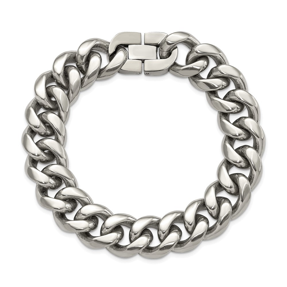 Titanium Polished 14.50mm Curb 8.5in Bracelet 8.5 inches