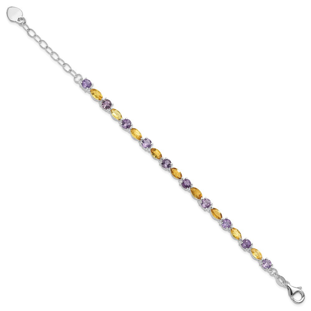 Sterling Silver Amethyst & Citrine w/ 1 ext Bracelet