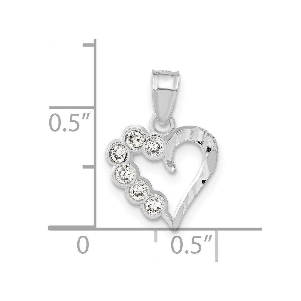 Sterling Silver Diamond-cut CZ Heart Pendant