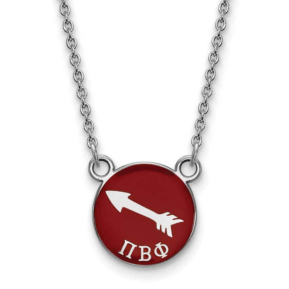 Sterling Silver 18in Official Licensed Greek Sororities Pi Beta Phi (???) XS Enamel Pendant w/Necklace