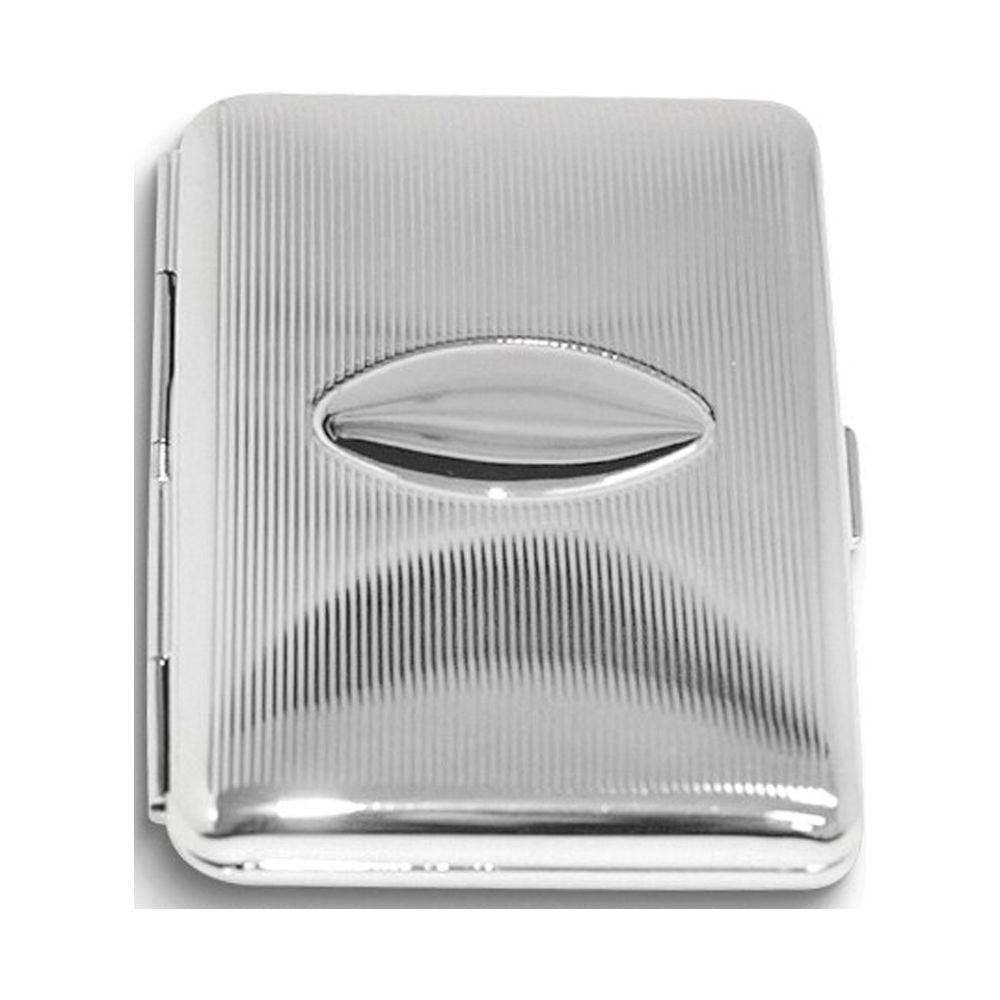 Silver-tone with Oval Engraving Area (Holds 14) Cigarette / Card Case QGM22573
