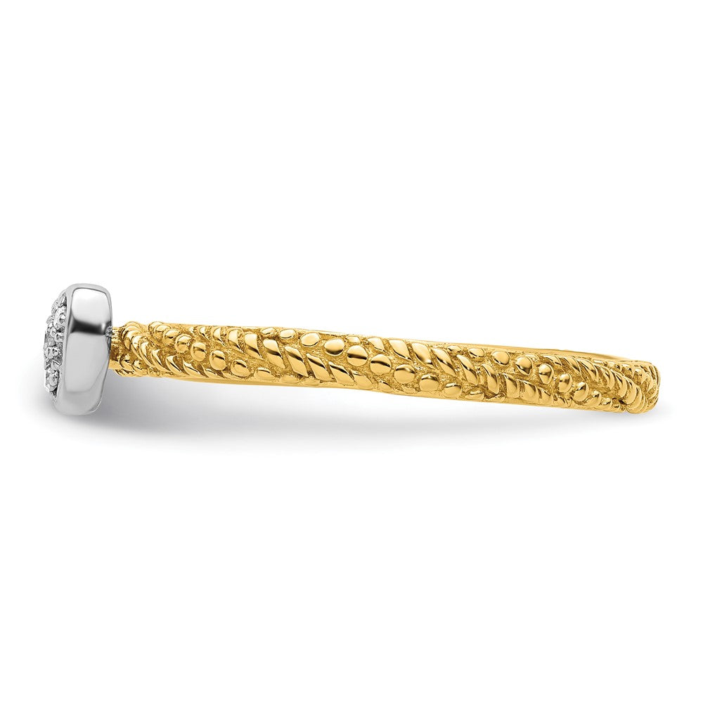 Sterling Silver Diamond Stackable Expressions Yellow Gold Plated Heart Ring Size -8