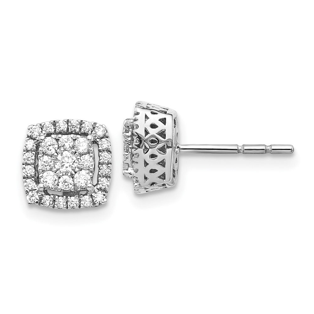 14k White Gold 1/2 carat Lab Grown Diamond VS/SI+ G+ Double Halo Post Earrings