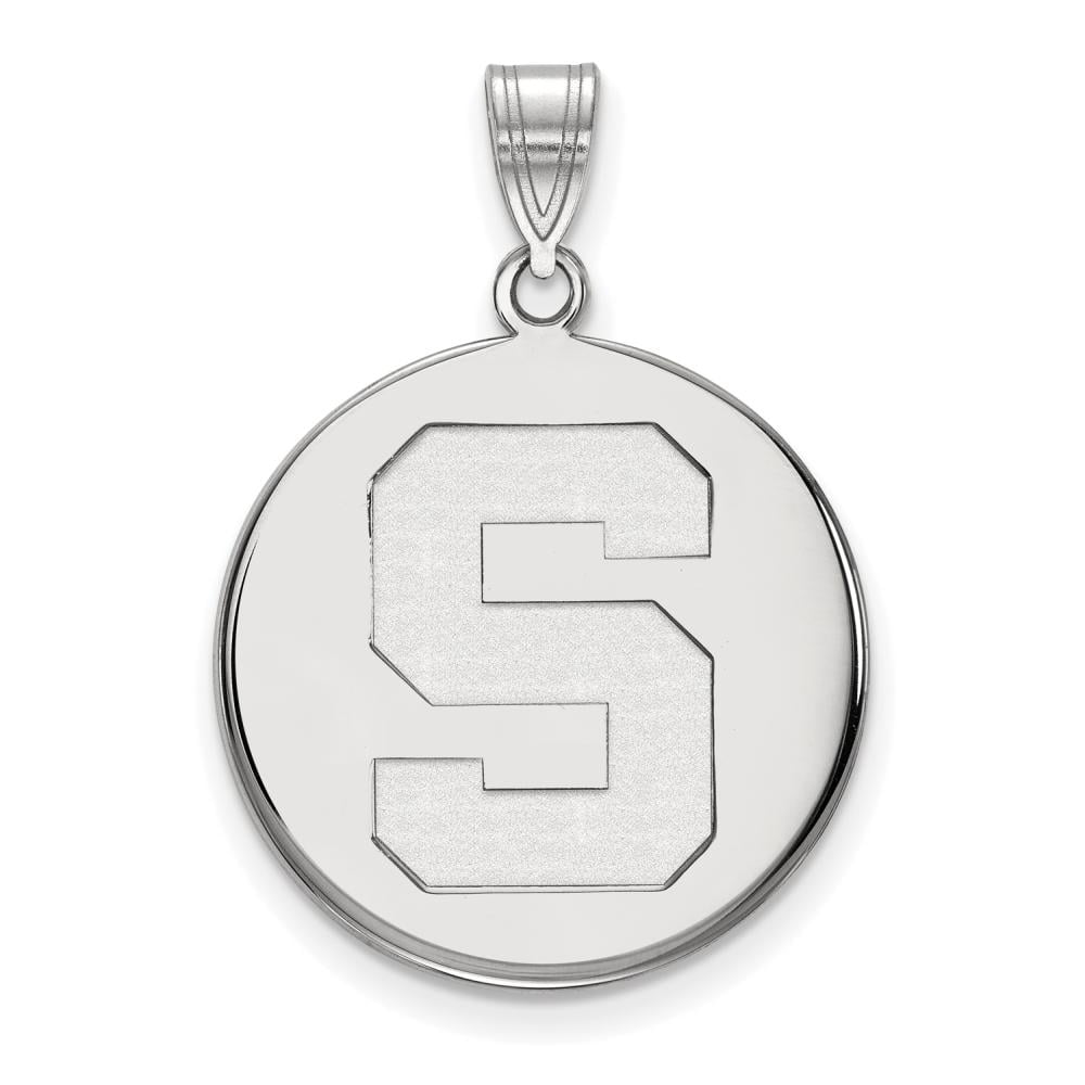 Sterling Silver LogoArt Official Licensed Collegiate Michigan State University (MSU) Large Disc Pendant