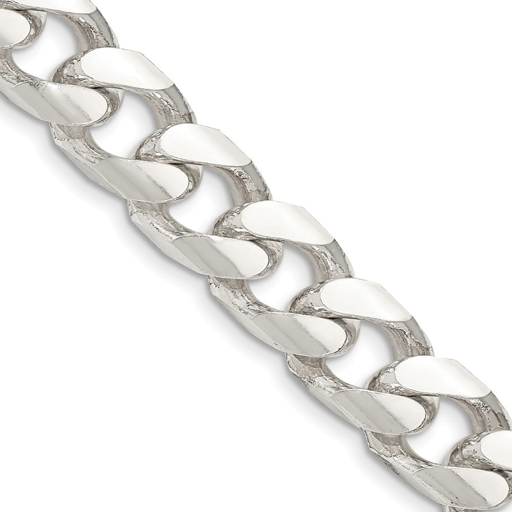 Sterling Silver 11mm Domed w/ Side D/C Curb Chain 24 Inches