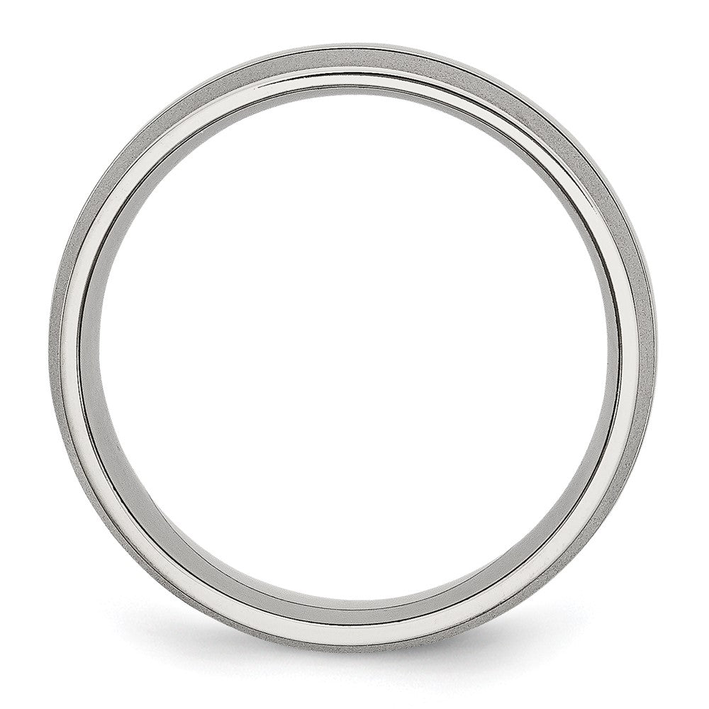 Stainless Steel Polished w/Brushed Edge 8mm Grooved Band Size - 10