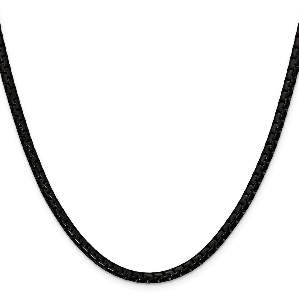 Chisel Stainless Steel Polished Black IP-plated 4mm 24 inch Flat Box Chain