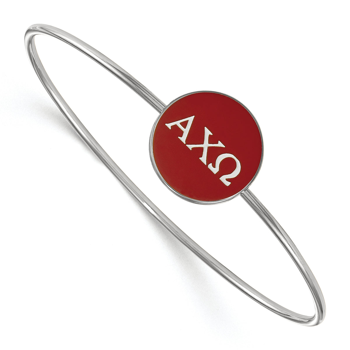 Sterling Silver Official Licensed Greek Sororities 7in Alpha Chi Omega (???) Enameled Slip-on Bangle