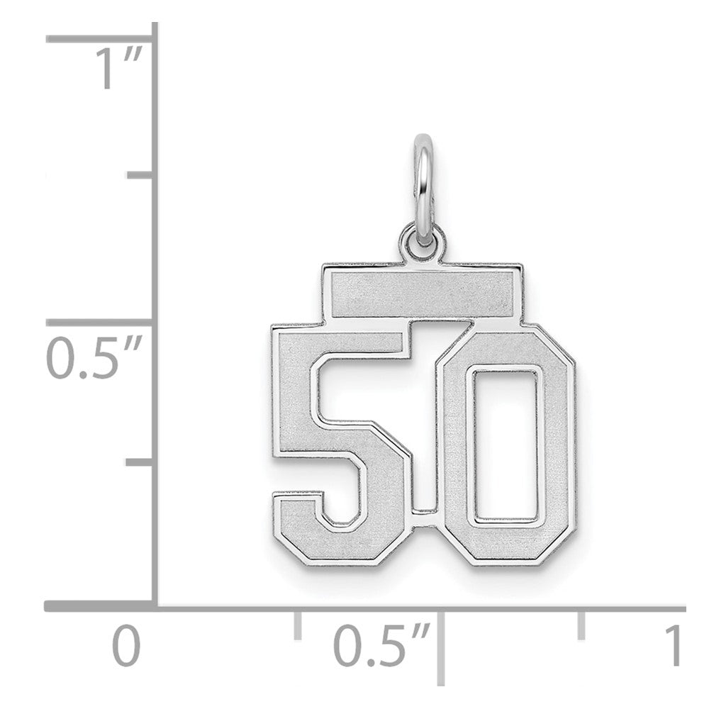 Sterling Silver/Rhodium-plated Satin Number 50 Charm
