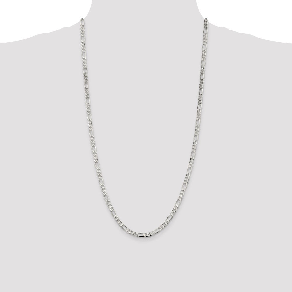 Sterling Silver 4.5mm Figaro Chain 28 Inches