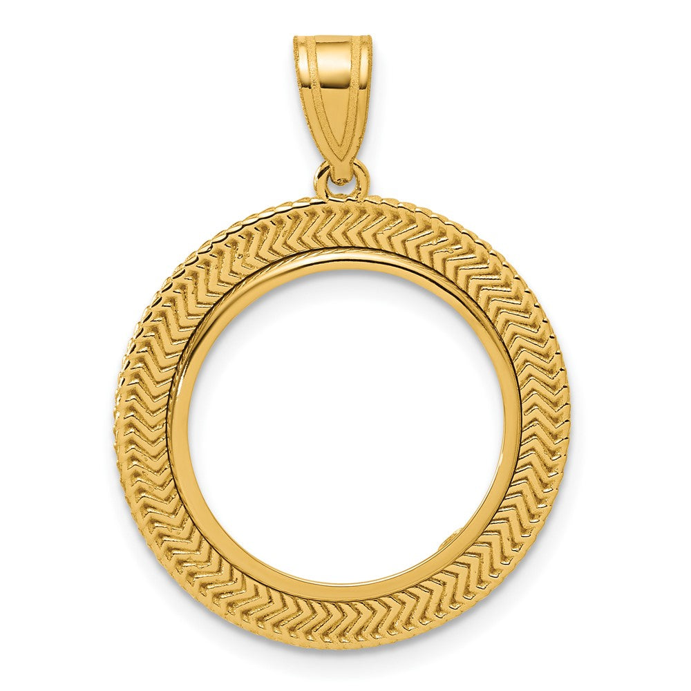 14k Polished Layered with 16.5mm Prong Coin Bezel Pendant